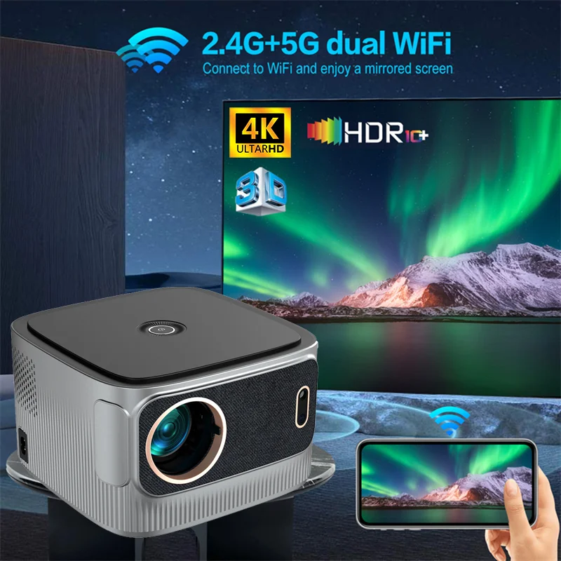 LCD 4K   ڵ Ȩ þͿ, 3200 ANSI  Ǯ HD HDR10 +, 8 + 64G TV Ƽ 1080P ó׸ ޴ 